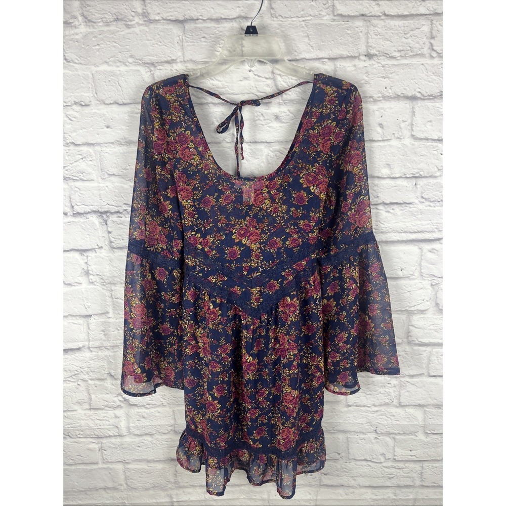Band Of Gypsies Boho Cottagecore Fairy Sheer Bell Sleeve  Dress Size Medium READ